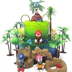 Sonic and Friends Deluxe Birthday Cake Topper Set with Figures and Accessories